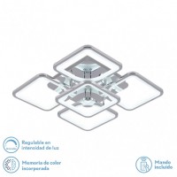 Distribuidor - Lâmpadas Diversas | Lâmpadas Modernas | PLAFON 129W 3000-4000-6500K CROMO ELARA 9X58X58CM 17415LM C.REMOTO,REGULADOR Y MEMORIA Ref: 172685020